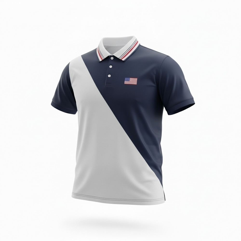 Performance Polo Mens XL America Red White Blue USA Golf Preppy Active